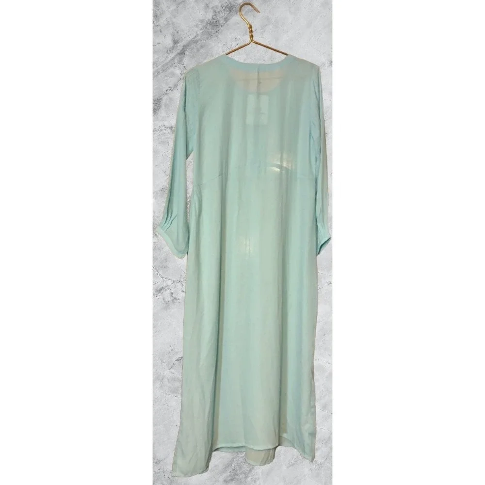 Vohra & Saigol Women Lt. Blue Pintuck Button Front Long Sleeve Maxi Dress Sz 12 - Picture 3 of 8